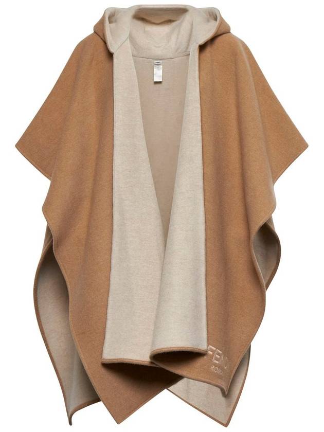 Fendi Roma Wool Poncho Beige