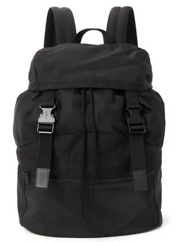 Saint Laurent Backpack In Econyl And Vegetable-Tanned Leather Black