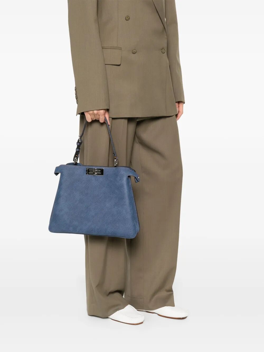 FENDI Medium Denim-Effect Leather Handbag