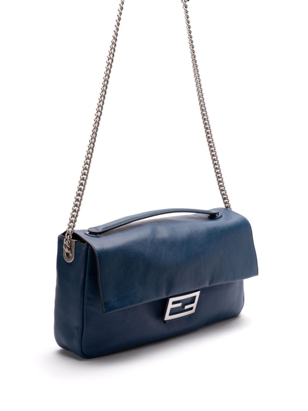 FENDI Large Leather Shoulder Handbag with Chain Link Strap