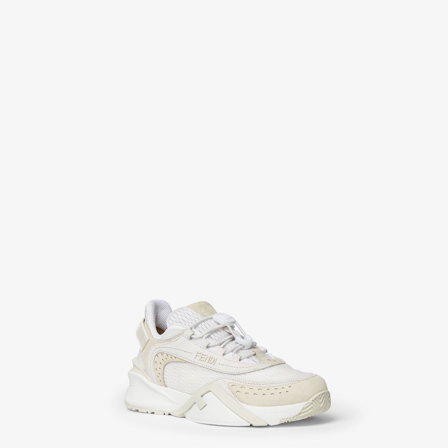 FENDI Ivory Mesh and Suede Flow Runner Sneakers for Women