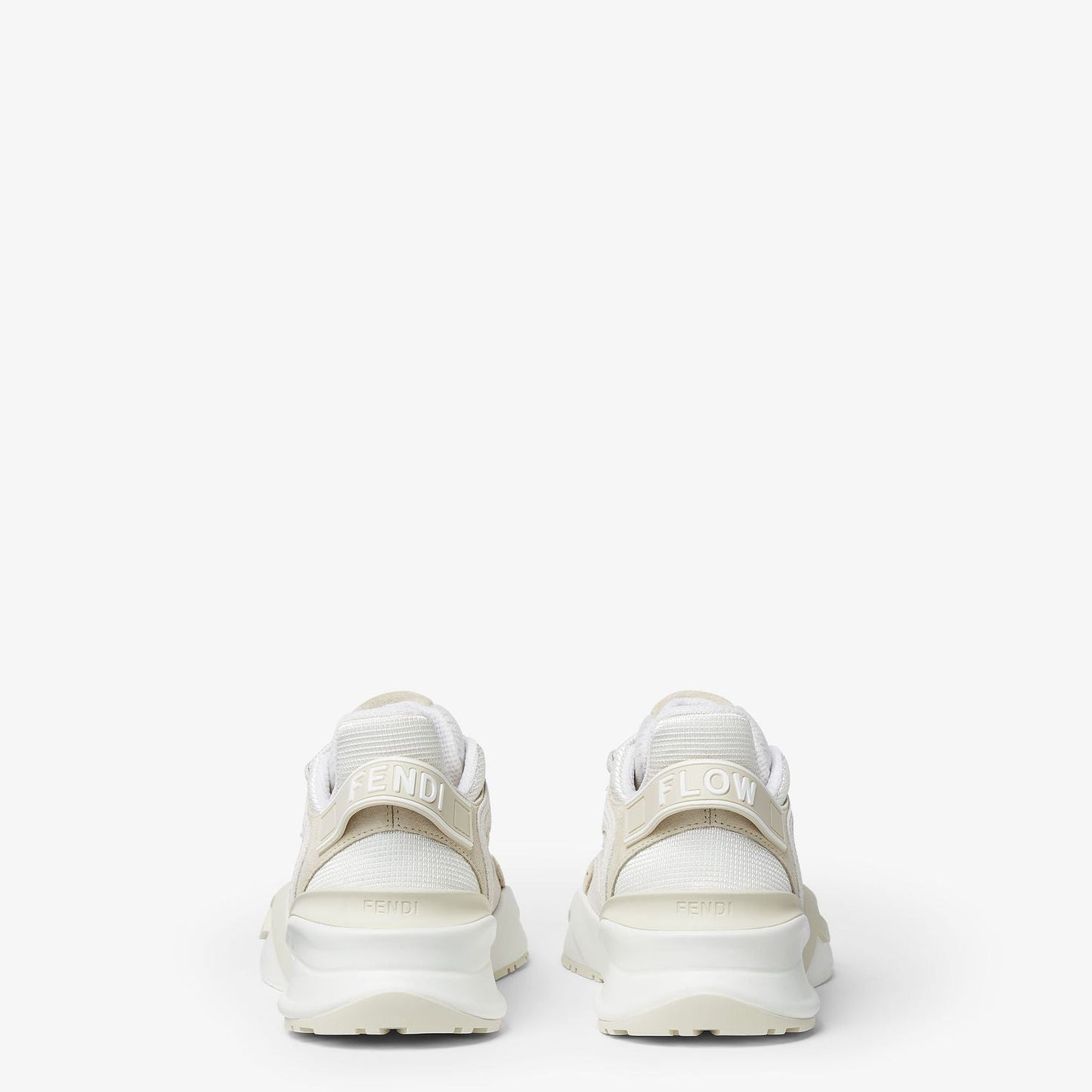 FENDI Ivory Mesh and Suede Flow Runner Sneakers for Women