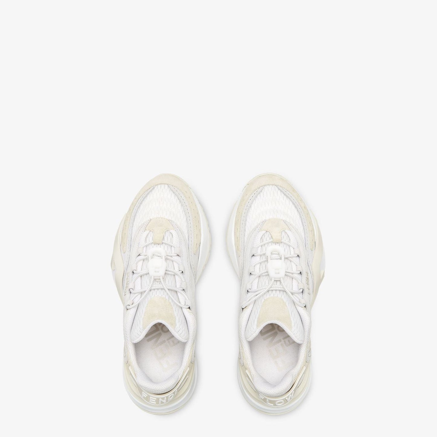 FENDI Ivory Mesh and Suede Flow Runner Sneakers for Women