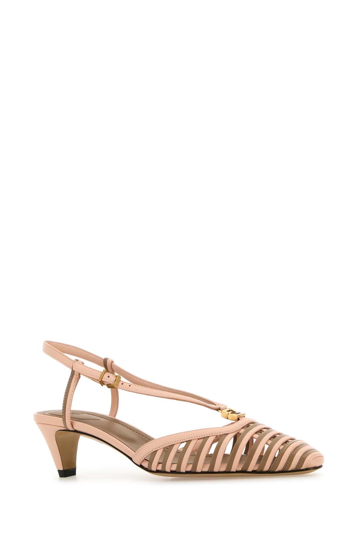 FENDI Two-Tone Leather Slingback Pumps
