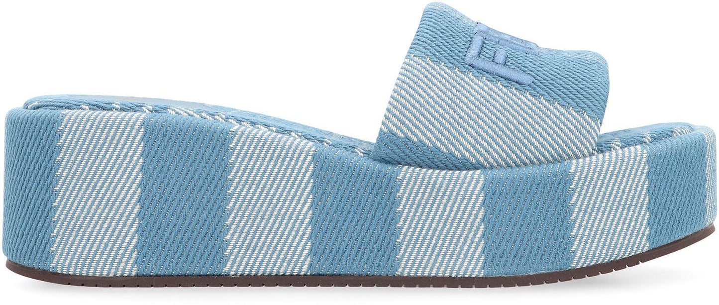 FENDI Denim-Effect Slide Sandals for Women