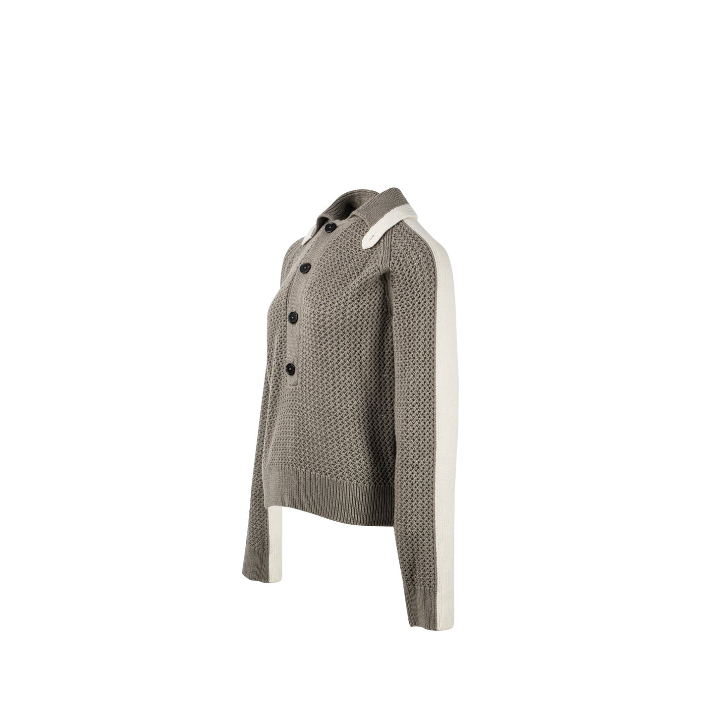 Hermes size XS knit top cotton / cashmere multicolour grey/ white