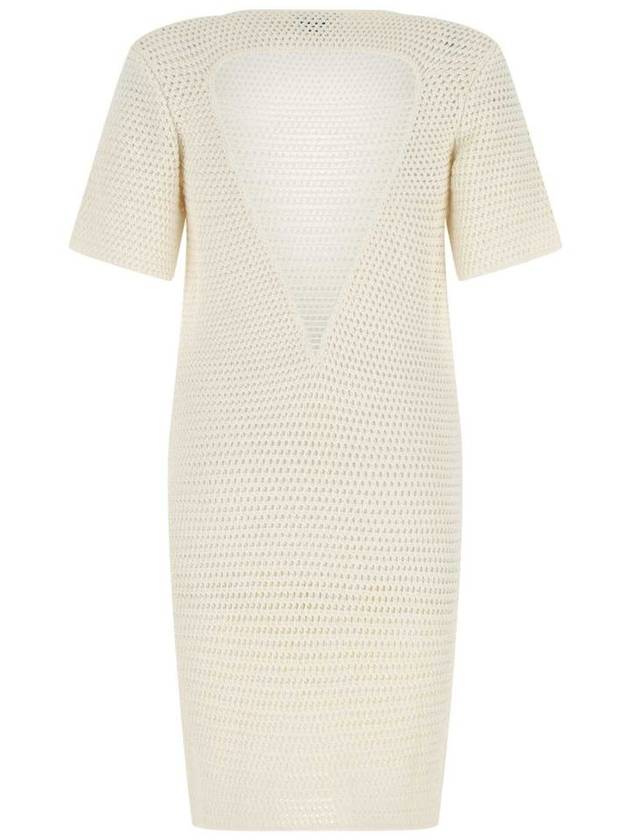 Bottega Veneta Women's Crochet Bag Cutout Short Sleeve Midi Dress White