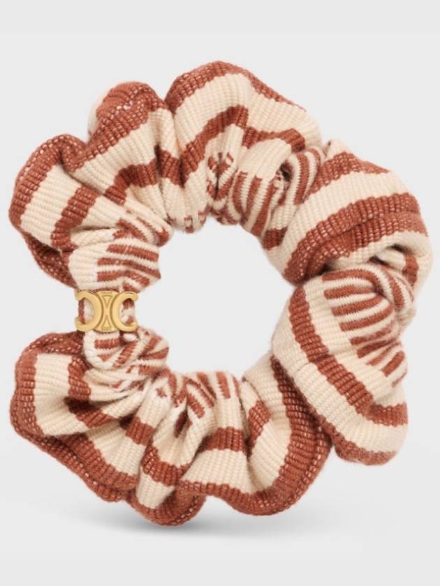 CELINE Striped Scrunchy Beige Sienna