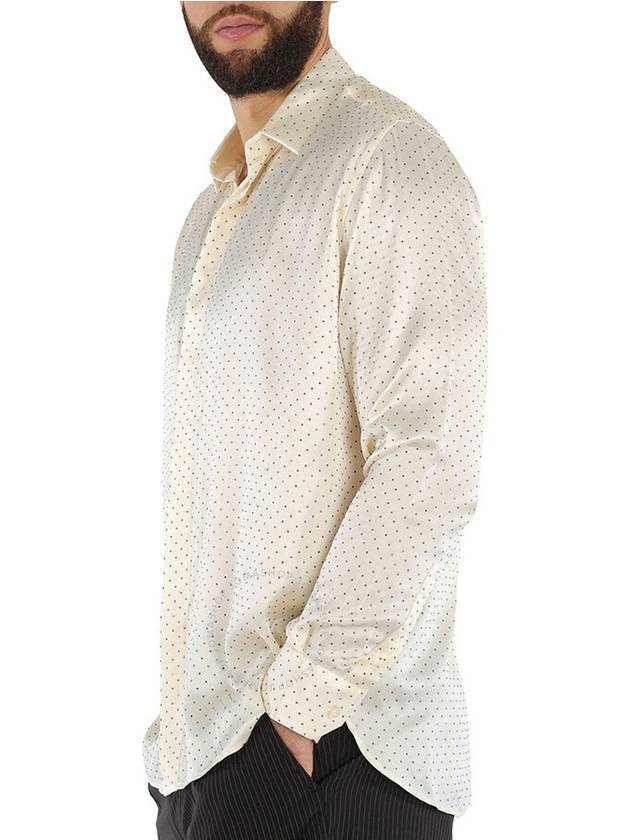 Saint Laurent Studded Silk Satin Long Long Sleeve Shirt
