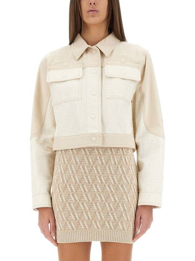 Fendi FF Blouson Jean Denim Jacket White