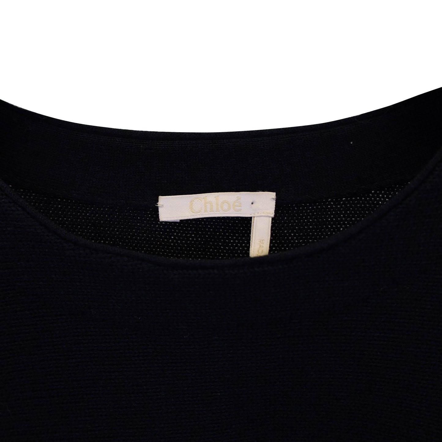Chloe Fringed Sweater in Navy Wool