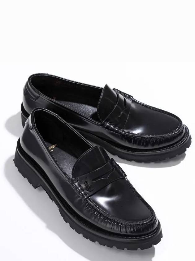 Saint Laurent Women's Chunky Penny Slippers Smooth Leather Loafers Black
