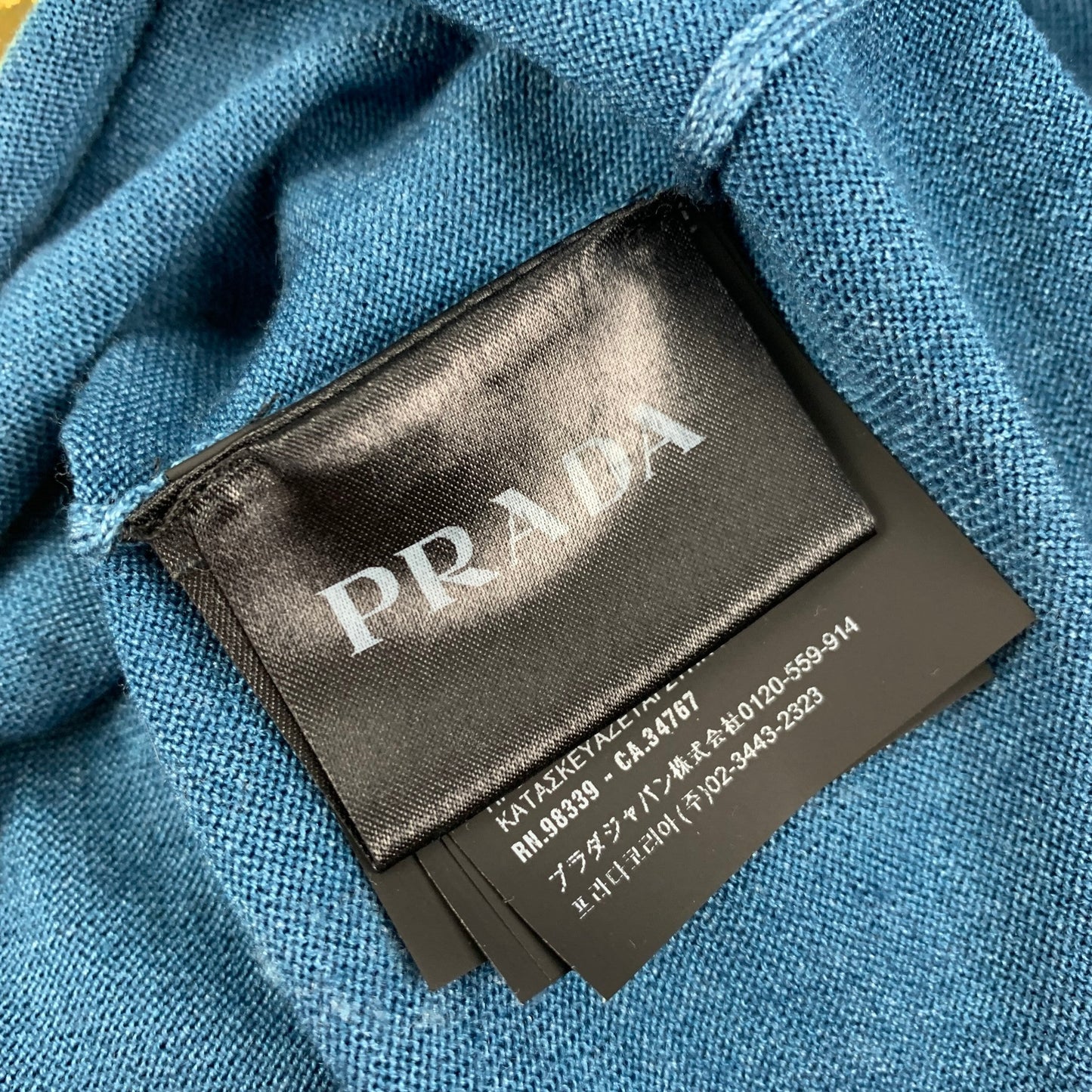 PRADA Size XL Blue Wool Silk Crew-Neck Pullover