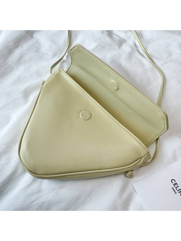 CELINE Logo Leather Triangle Cross Bag Pale Yellow