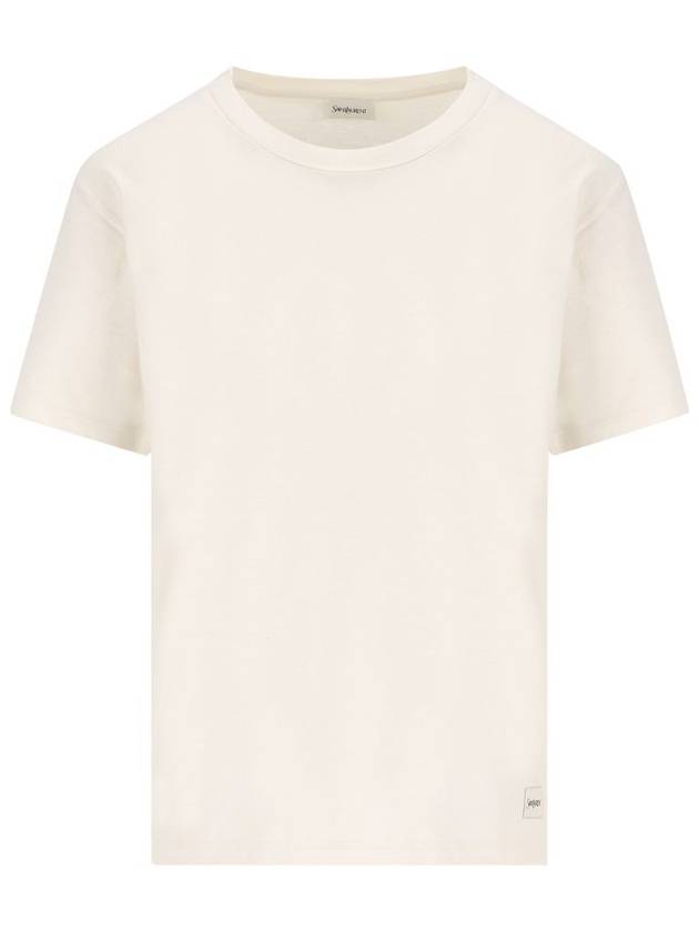 Saint Laurent Logo Patch Crew Neck Short Sleeve T-Shirt White
