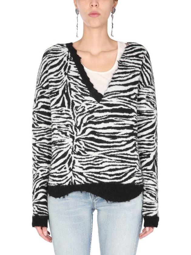 Saint Laurent zebra knit top 646427 YA2PU 1095