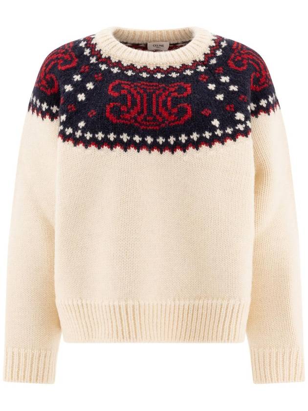 CELINE Triomphe Jacquard Knit Top Ivory