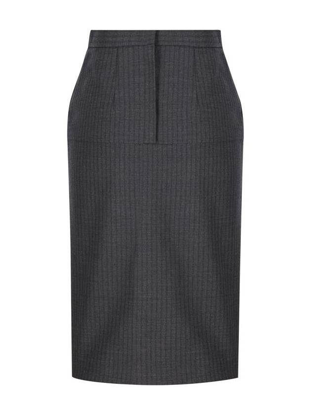 Fendi Pinstripe Wool Pencil Skirt Grey