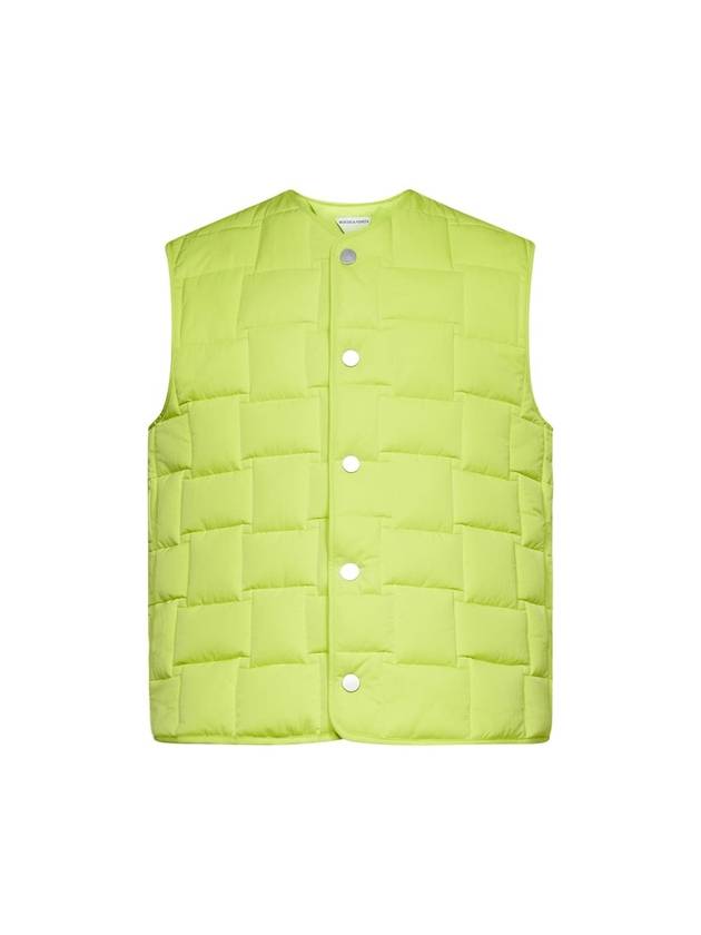 Bottega Veneta Intrecciato Detail Quilted Vest Neon Green