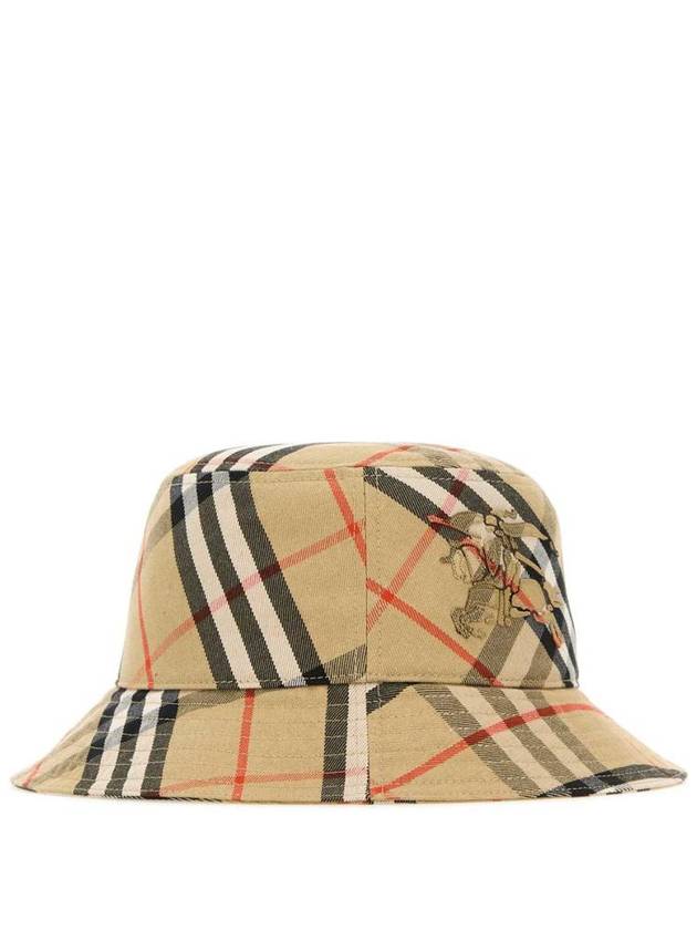 Burberry Check Cotton Blend Bucket Hat Beige