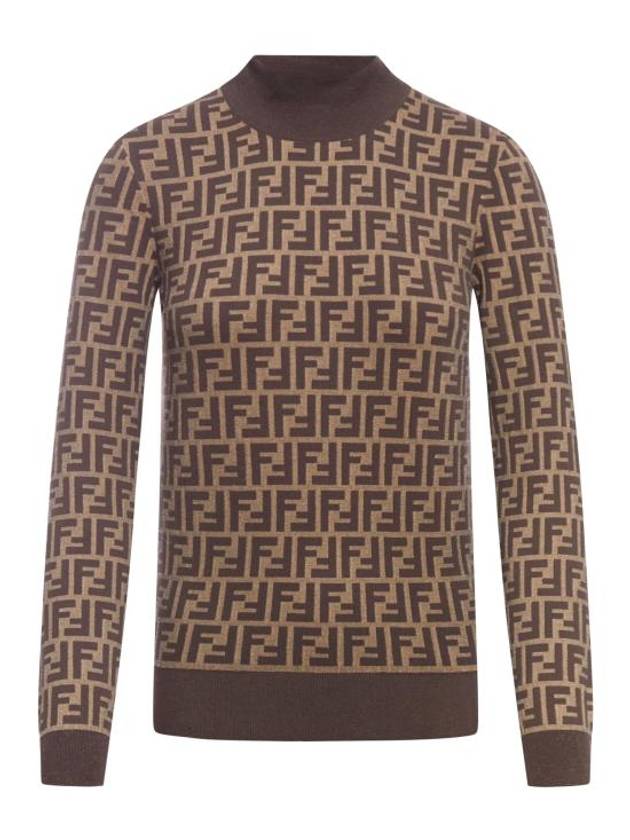 Fendi FF Cotton Turtleneck Brown