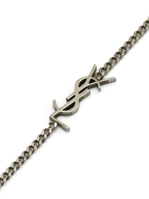 Saint Laurent Opyum Charm Bracelet In Metal And Rhinestone Oxidized Silver