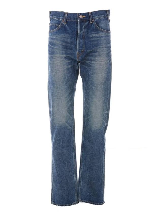 CELINE Lou Vintage Union Wash Denim Jeans Blue
