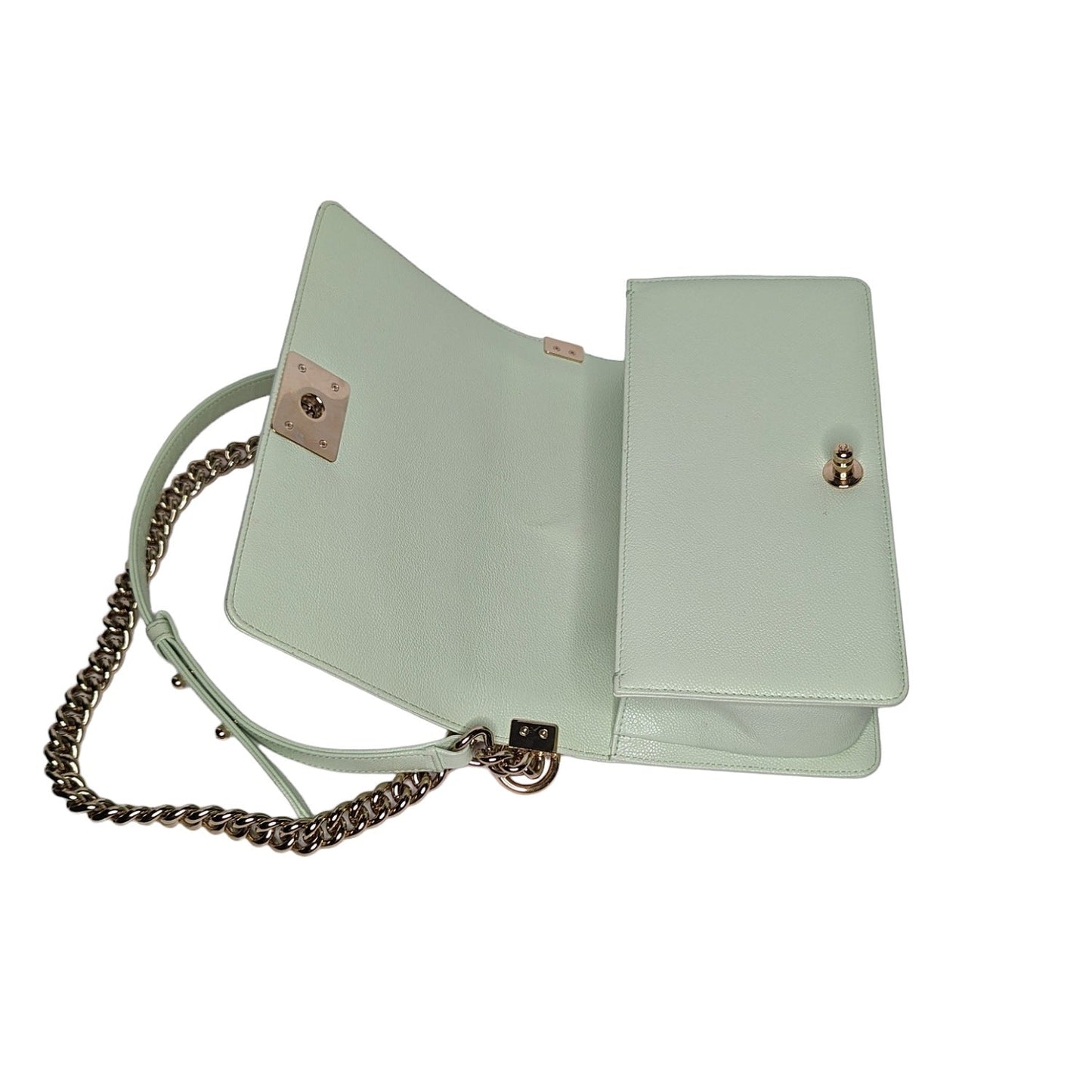 Chanel bag Caviar Chevron Quilted Medium Boy Flap Light Green