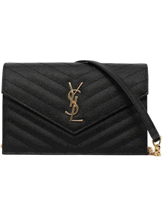 Saint Laurent Women's Logo Envelope Chain Long Wallet Black