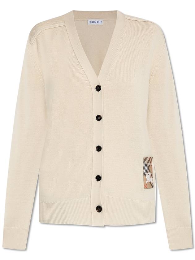 Burberry Burberry Wool Cardigan With Logo Patch, Women's, Cream