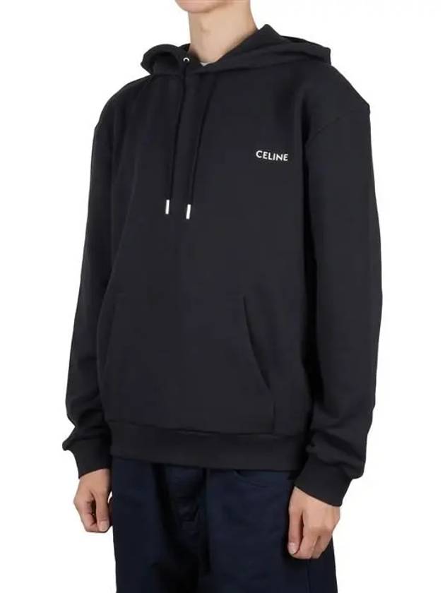 CELINE Logo Cotton Fleece Loose Hood Washed Black