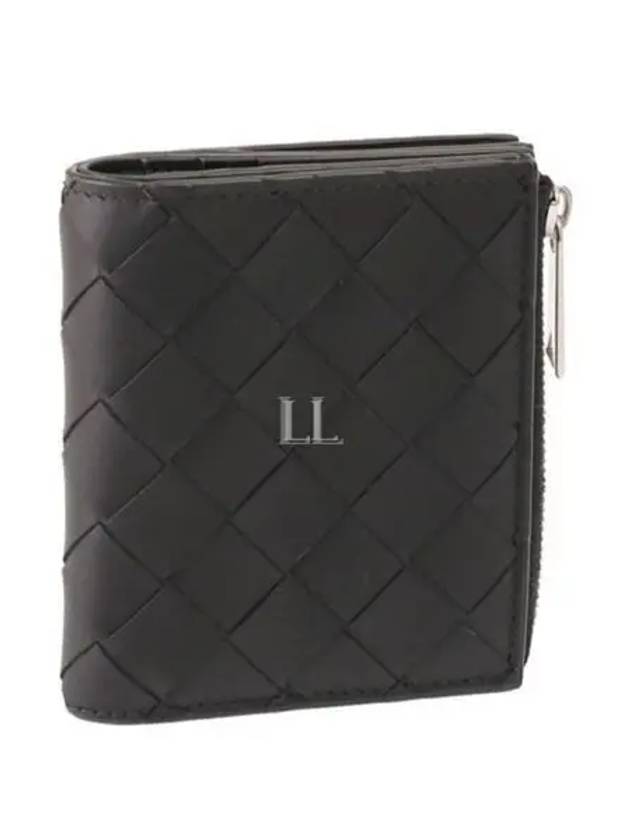 Bottega Veneta Intrecciato Bifold Calfskin Half Wallet Black