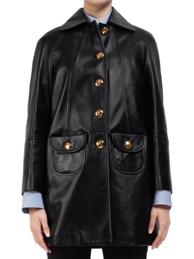 CELINE Claudine Collar Soft Lambskin Single Coat Black