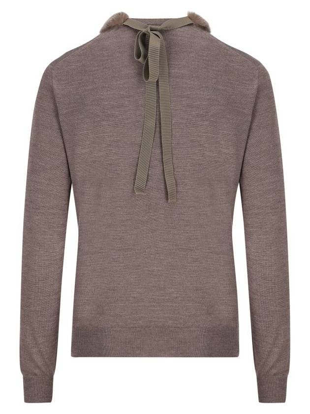 Fendi V-Neck Knit Top Grey