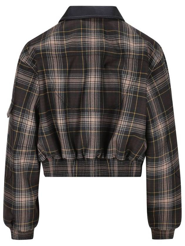 Fendi Tartan Wool Bomber Jacket Brown