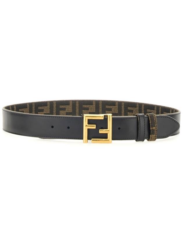 Fendi FF Fabric Reversible Leather Belt Black