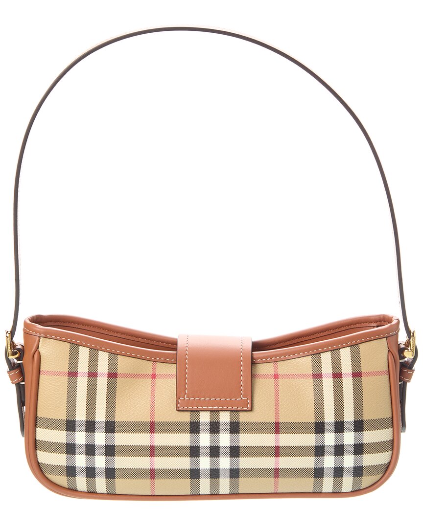 Burberry Check E-Canvas & Leather Shoulder Bag