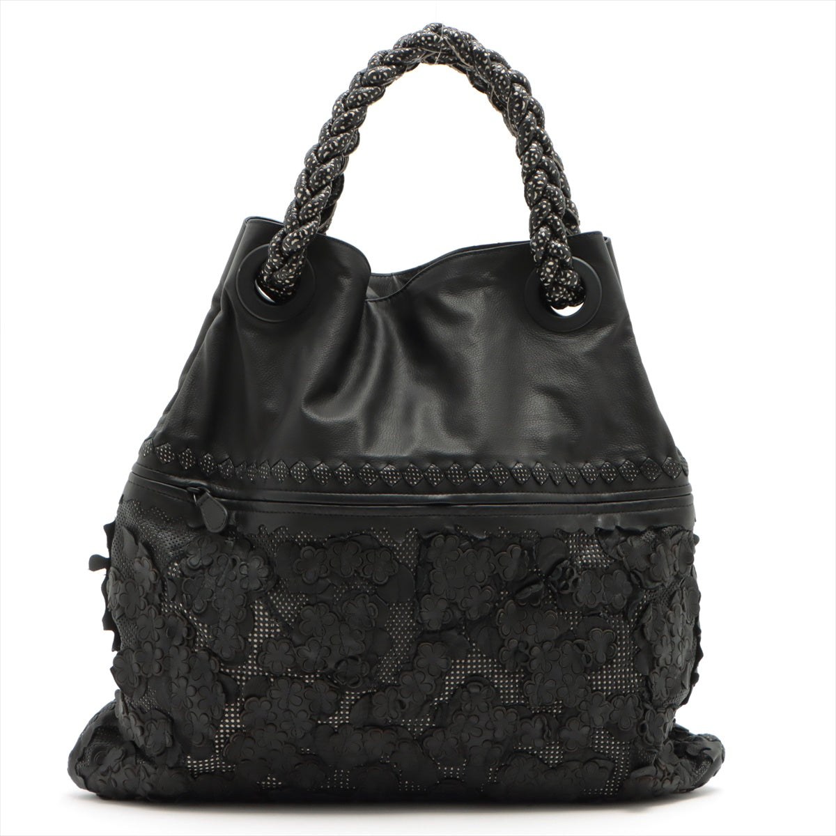 Bottega Veneta Intrecciato Leather Handbag Black Bottega