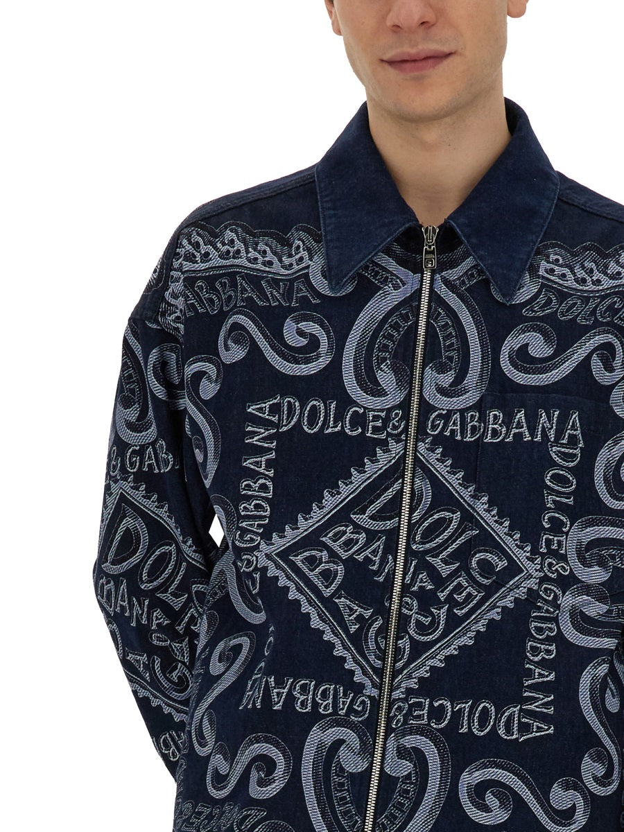 Dolce & Gabbana Men Navy Print Cardigan