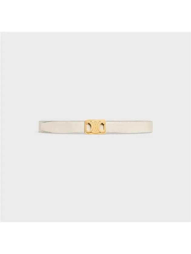 CELINE Frame Triomphe Reversible Medium Leather Belt Black White
