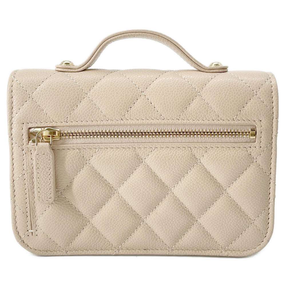 CHANEL Affinity Matelasse ChainShoulder Bag Beige AP2914 Caviar Leather