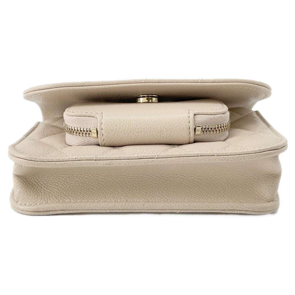 CHANEL Affinity Matelasse ChainShoulder Bag Beige AP2914 Caviar Leather