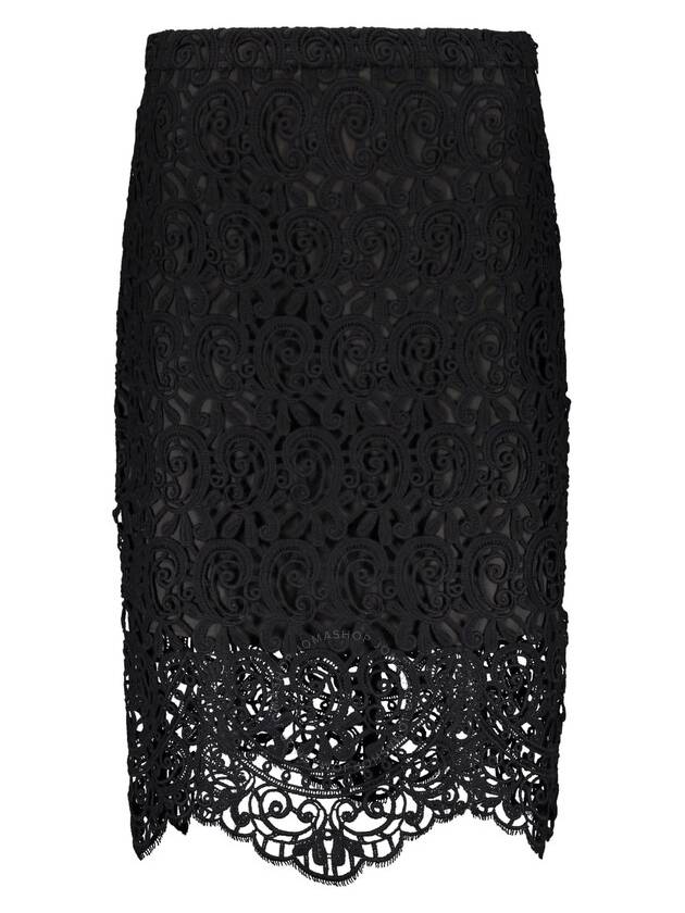 Burberry Macrame Lace Pencil Skirt Black