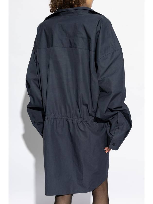 Balenciaga Balenciaga Cotton Dress With Draping, Women's, Navy Blue