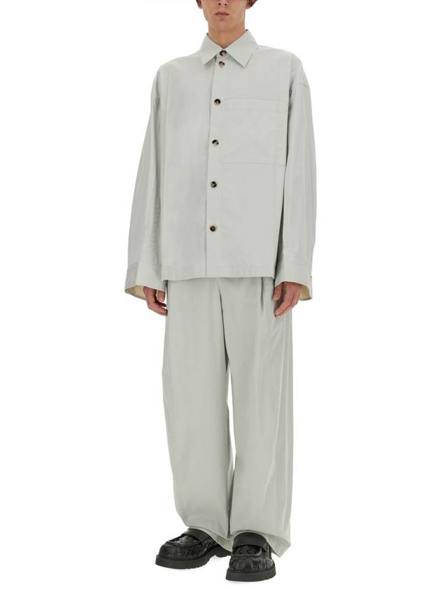 Bottega Veneta Cotton Silk Wide Leg Slacks Cloud
