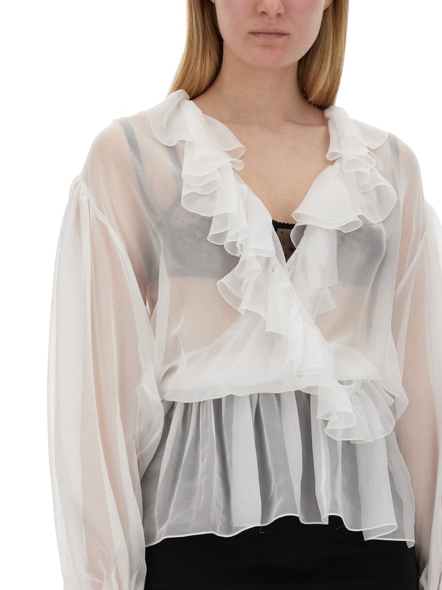 Dolce & Gabbana Women Chiffon Blouse With Ruffles