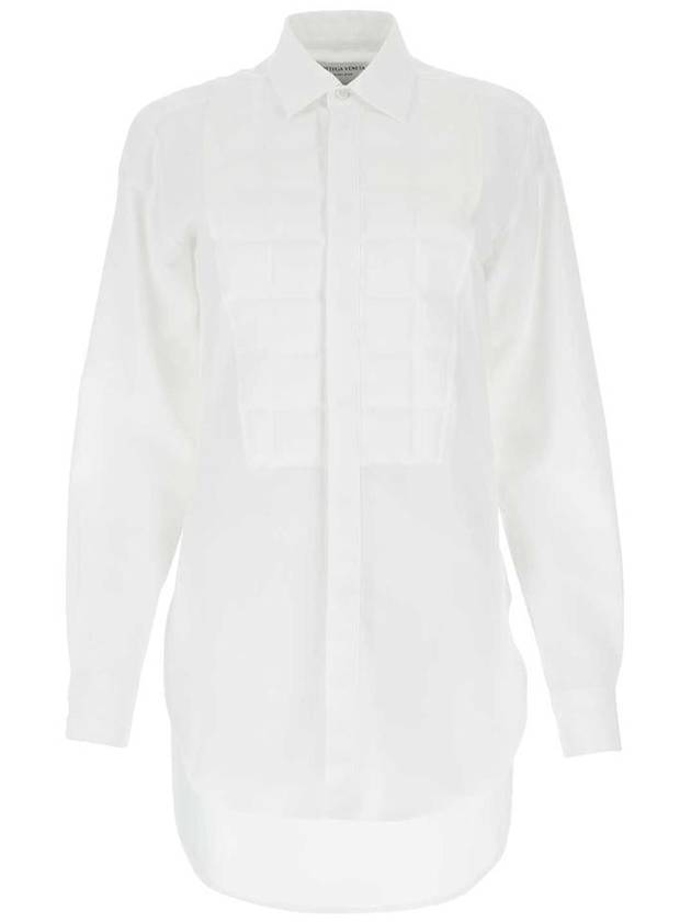 Bottega Veneta Women's Quilted Panel Silk Shirt White