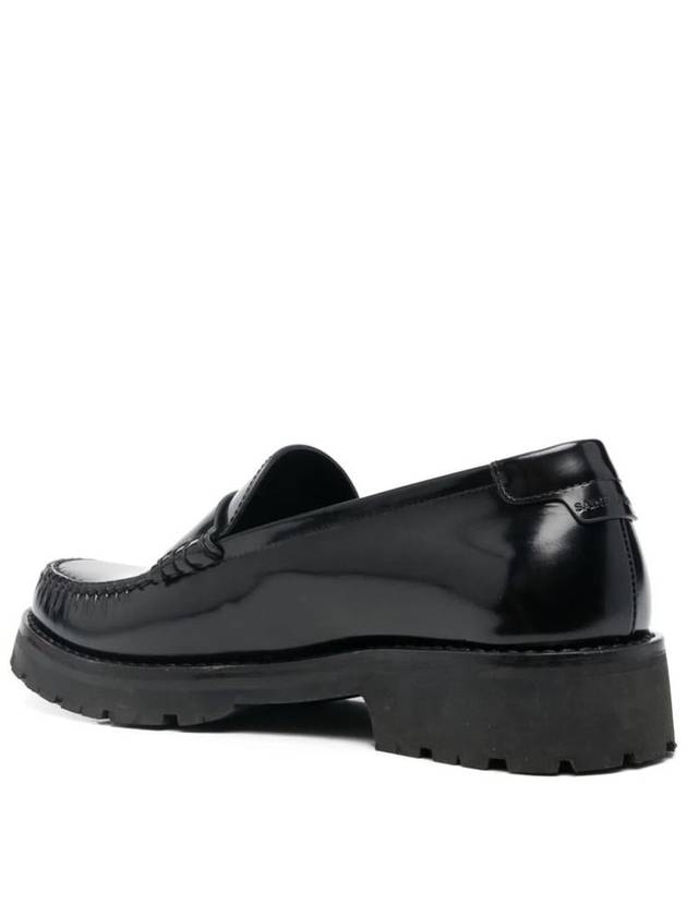 Saint Laurent Women's Chunky Penny Slippers Smooth Leather Loafers Black