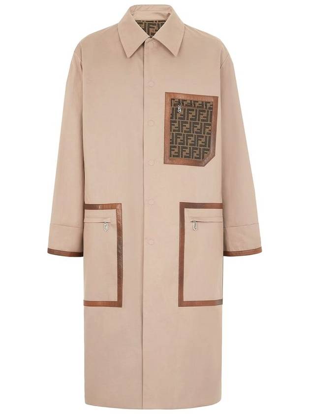 Fendi FF Logo Jacquard Reversible Trench Coat Beige