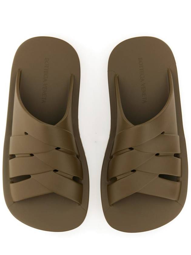 Bottega Veneta Flintston Intrecciato Matte Rubber Sandals Solid